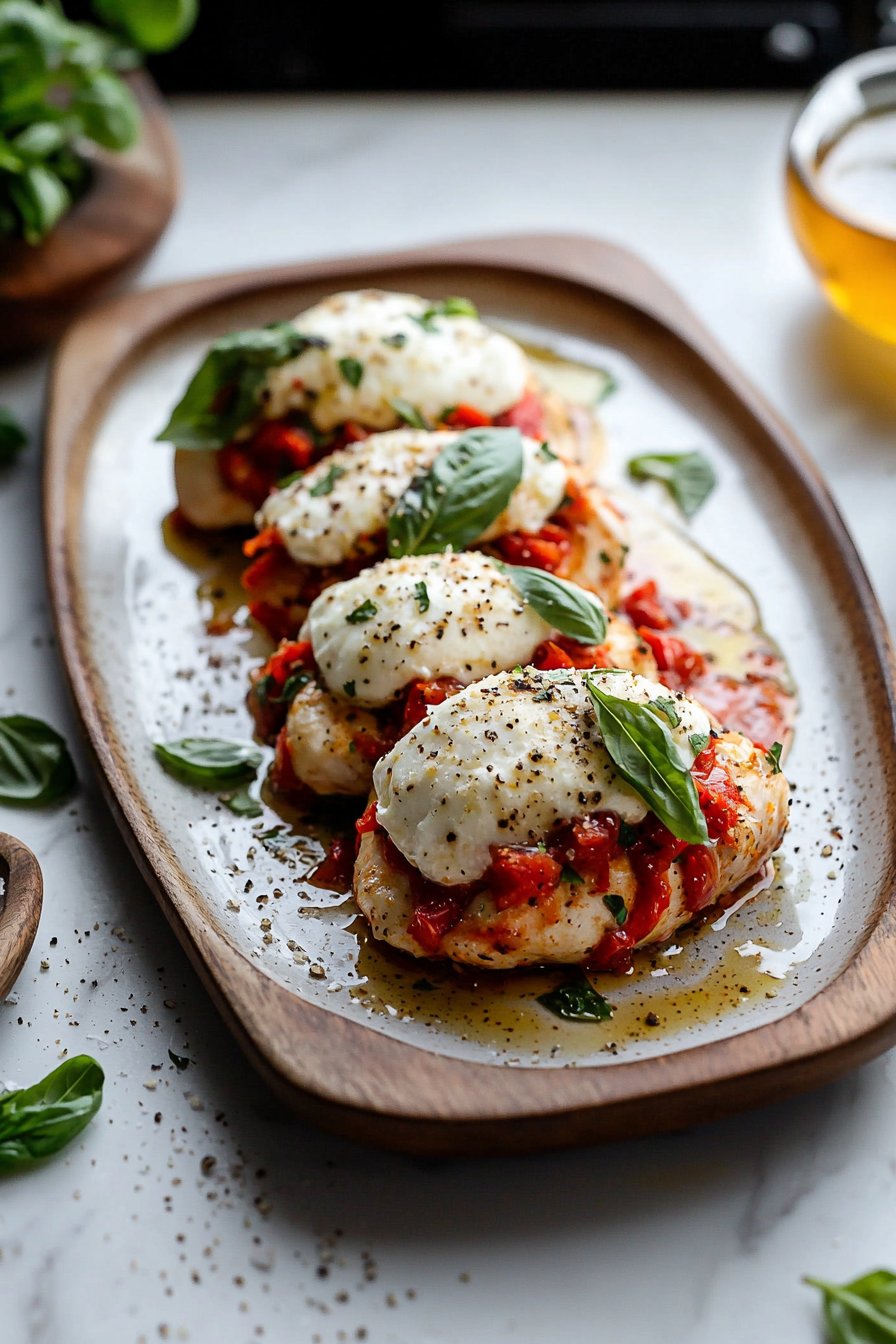 Roasted Red Pepper Mozzarella Stuffed Chicken