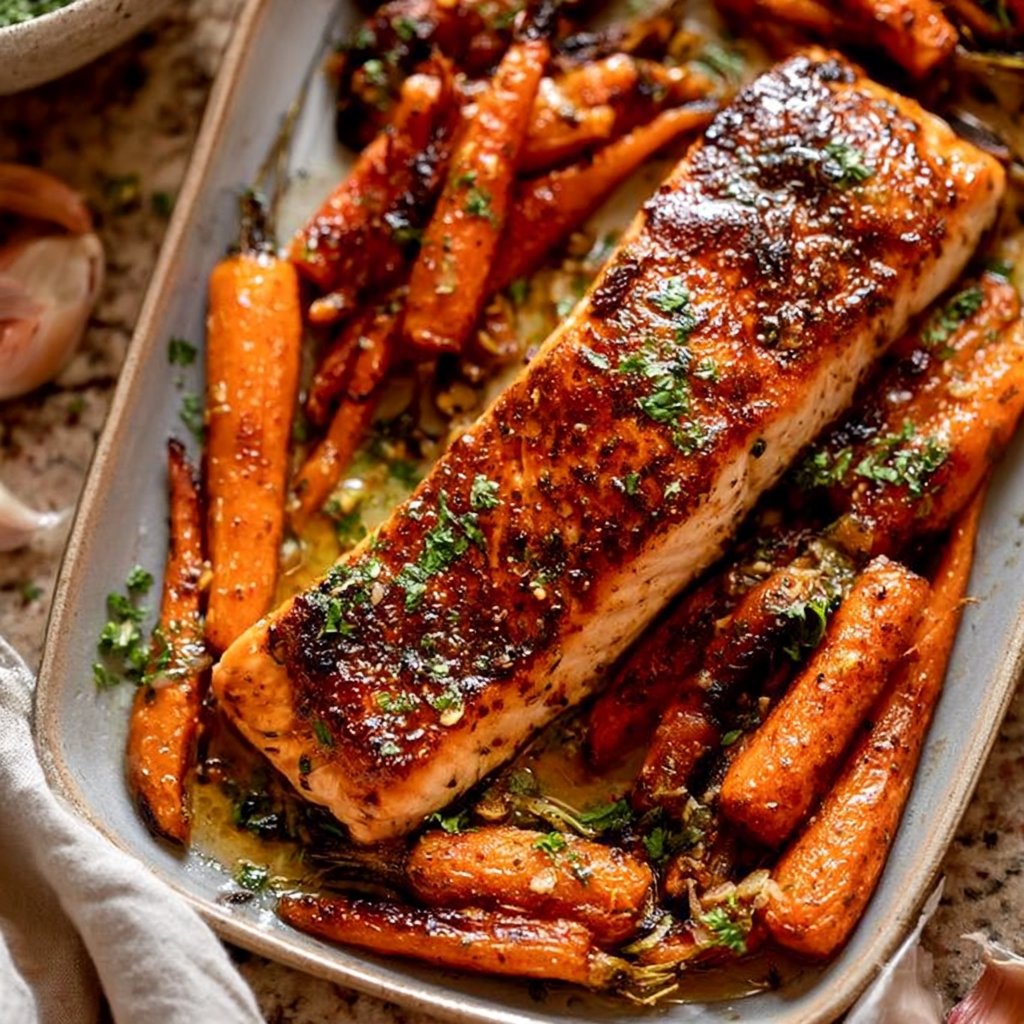 Sheet-Pan Herb Butter Salmon with Roasted Carrots