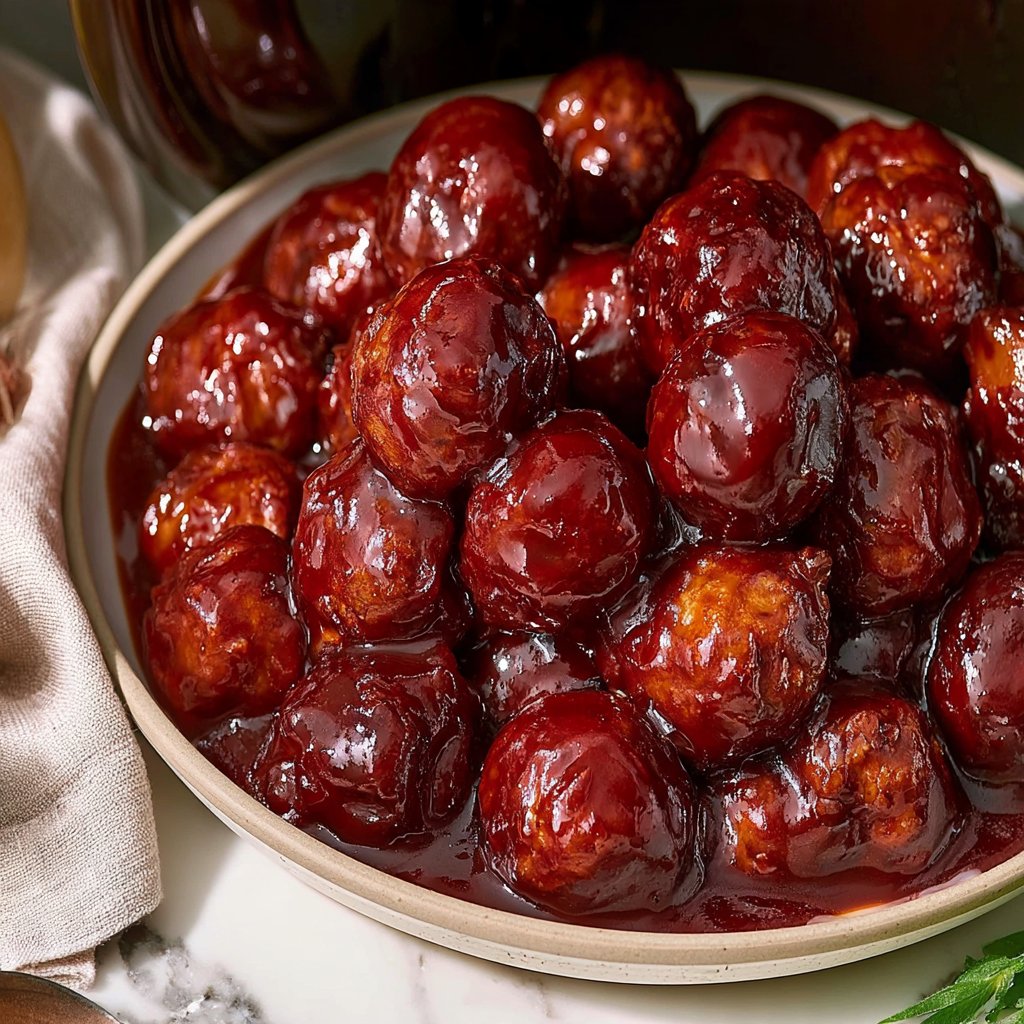 Sweet & Tangy Crockpot BBQ Meatball Bites