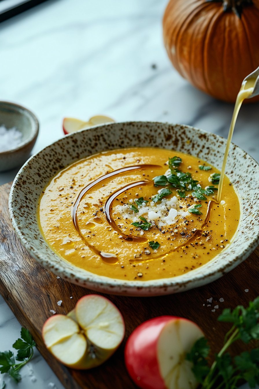 Cremige geröstete Apfel-Kürbis-Suppe