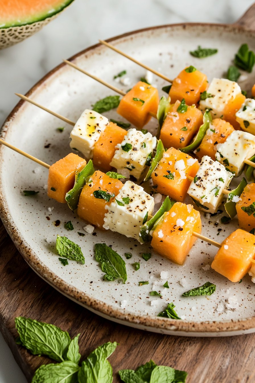 Easy Cantaloupe Cheese Skewers