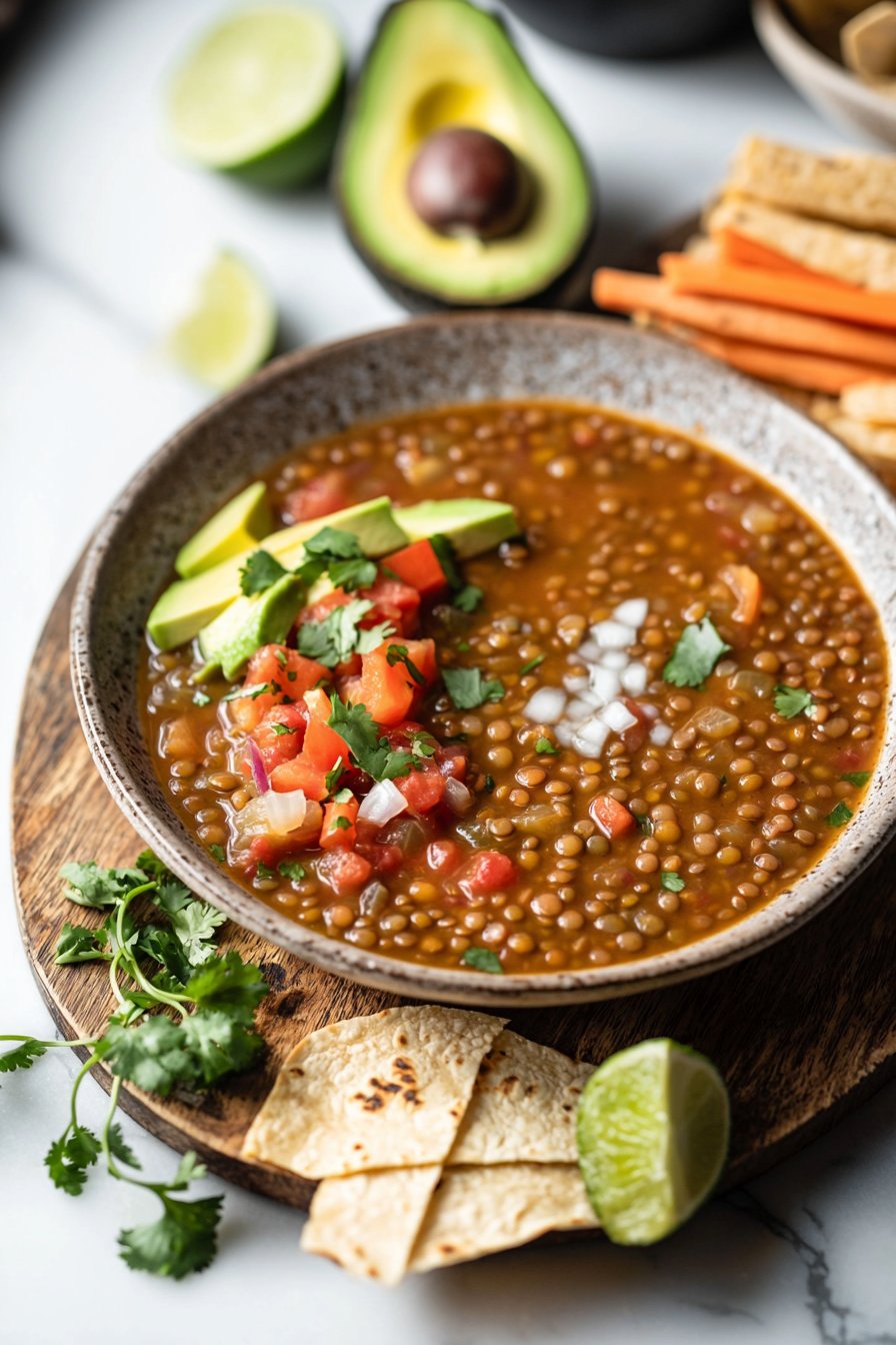 Hearty Lentil Tortilla Soup