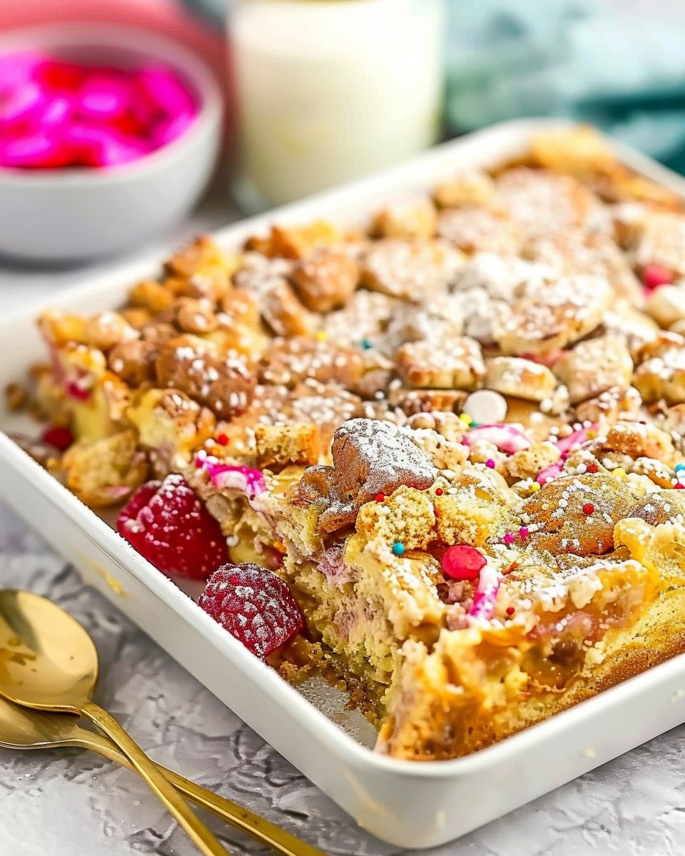 Overnight Birthday Cake French Toast Casserole