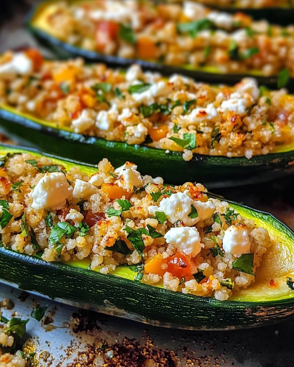 Gefüllte Zucchinis mit Couscous und Feta