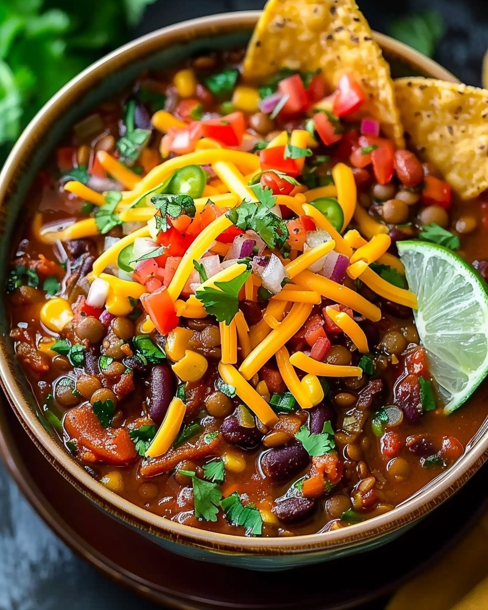 Slow Cooker Lentil Taco Chili