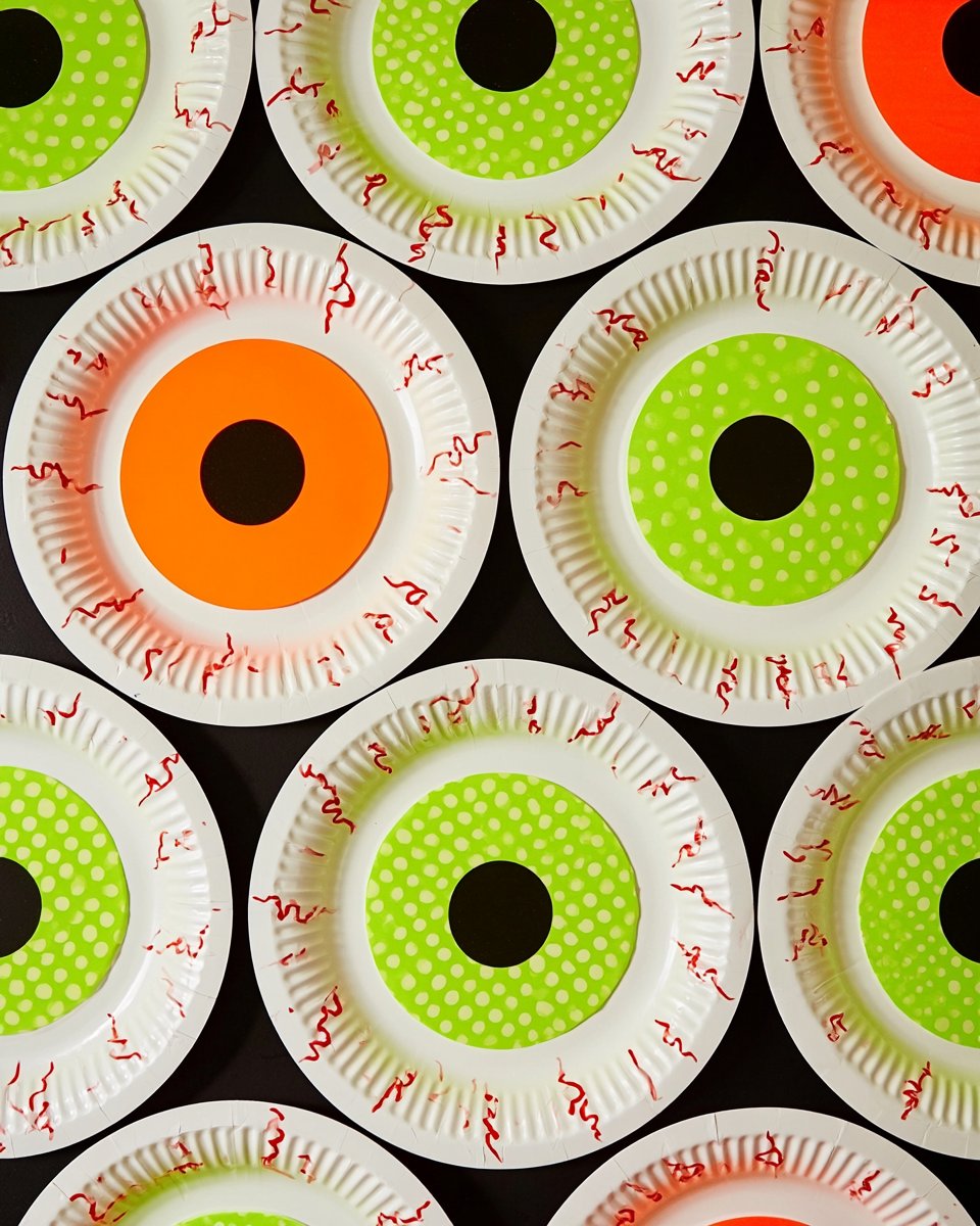 The Tiny Funnel: Halloween Paper Plate and Cupcake Wrapper Eye Balls