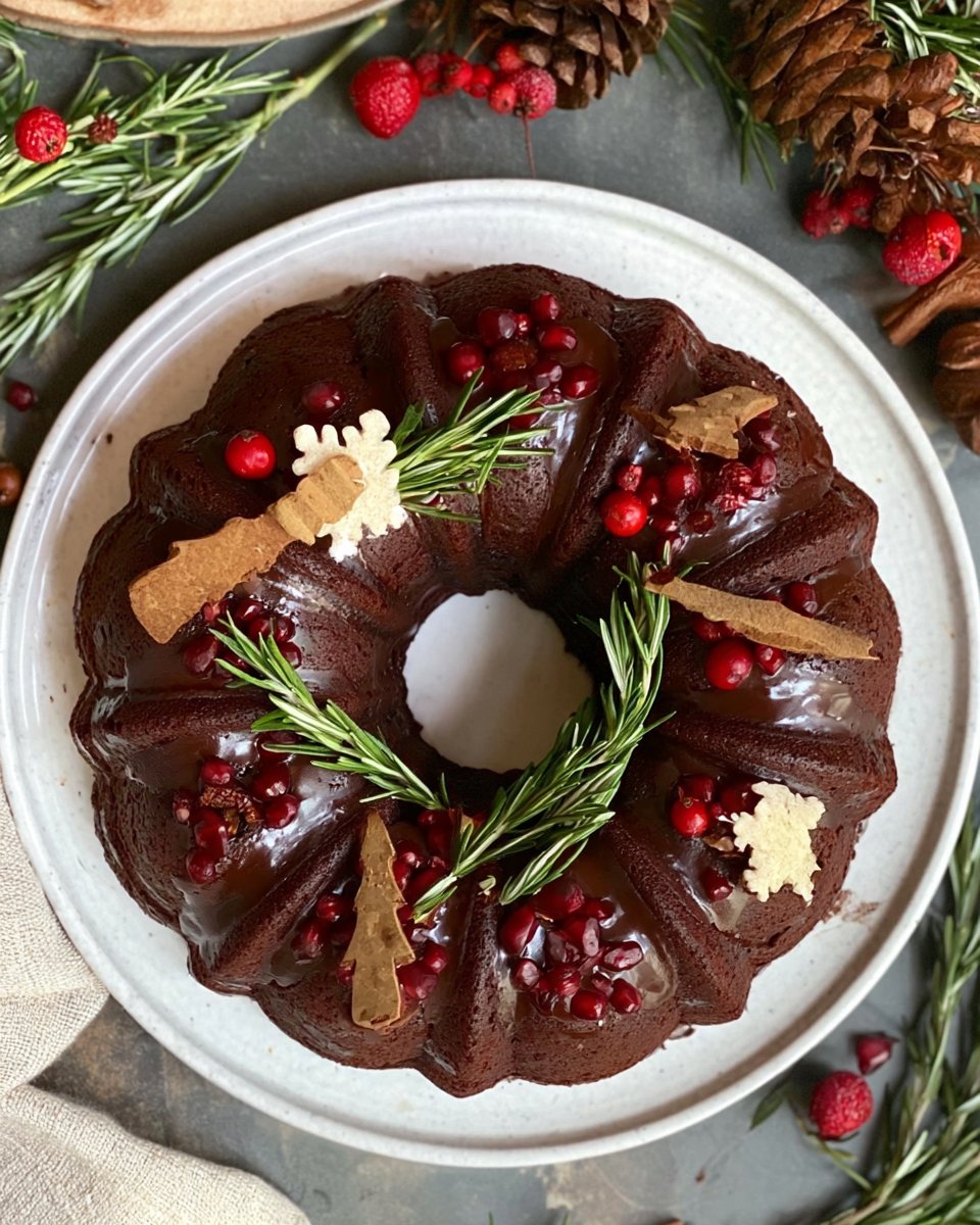 Gingerbread Chocolate Bundt Cake Christmas Wreath