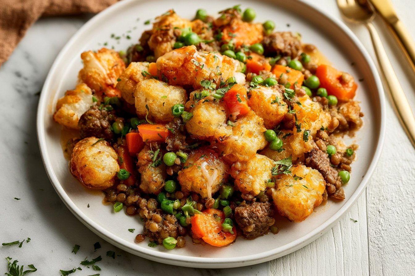 Healthy Tater Tot Casserole With Beef And Lentils