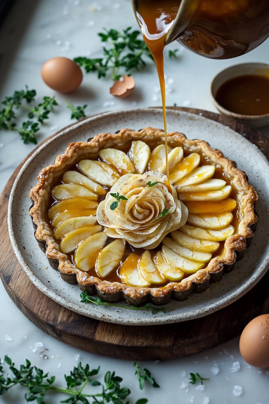 Salted Caramel Apple Cinnamon Rosette Tart