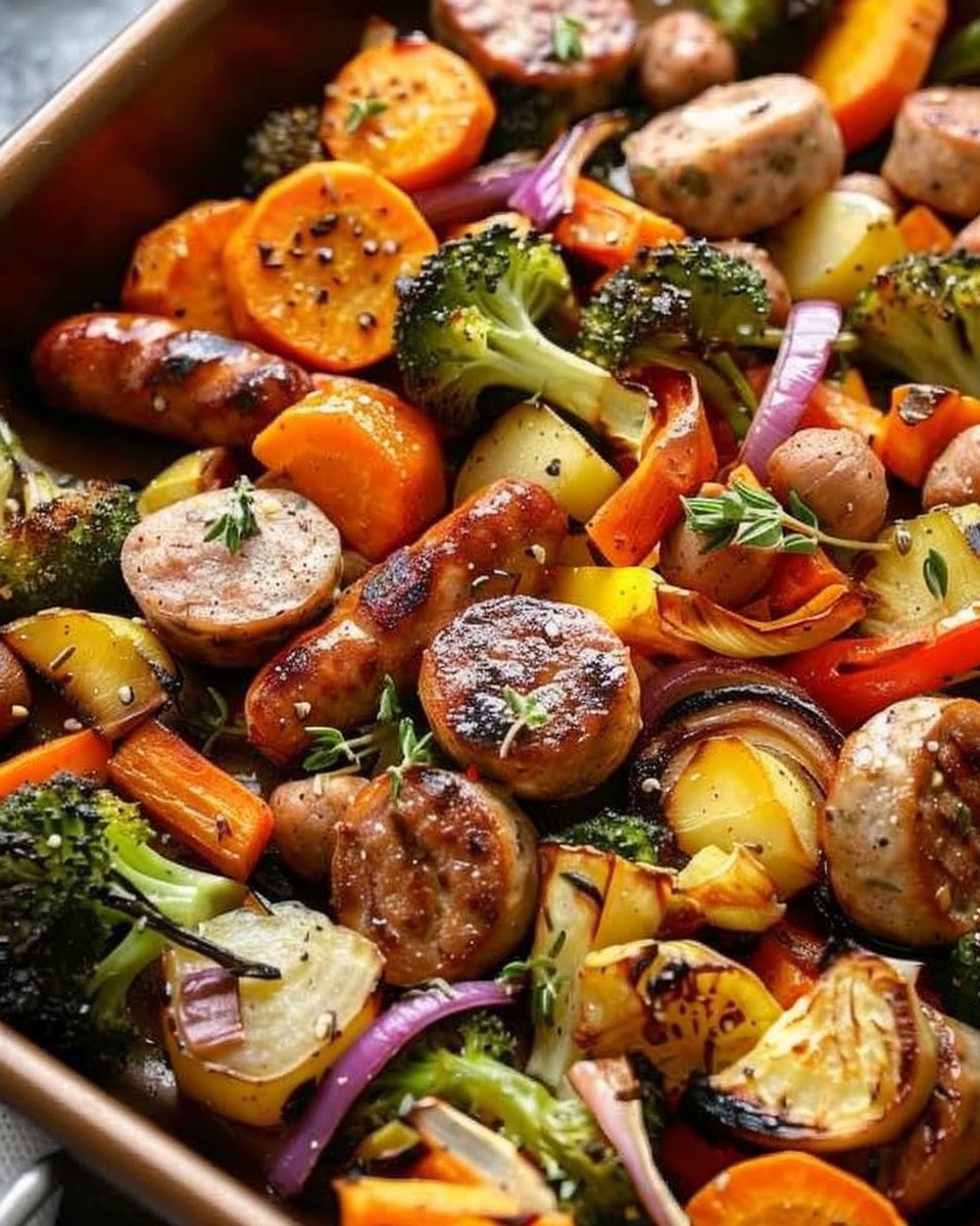 Easy Sheet Pan Sausage and Veggies