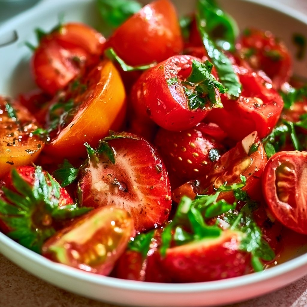Sommerlicher Erdbeer-Tomaten-Salat