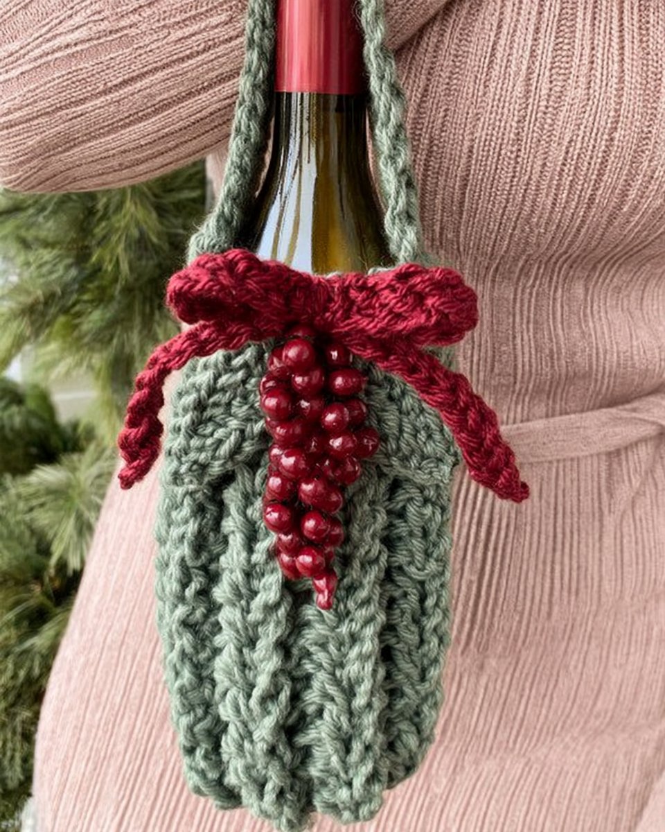 Winterberry Wine Cozy Free Crochet Pattern