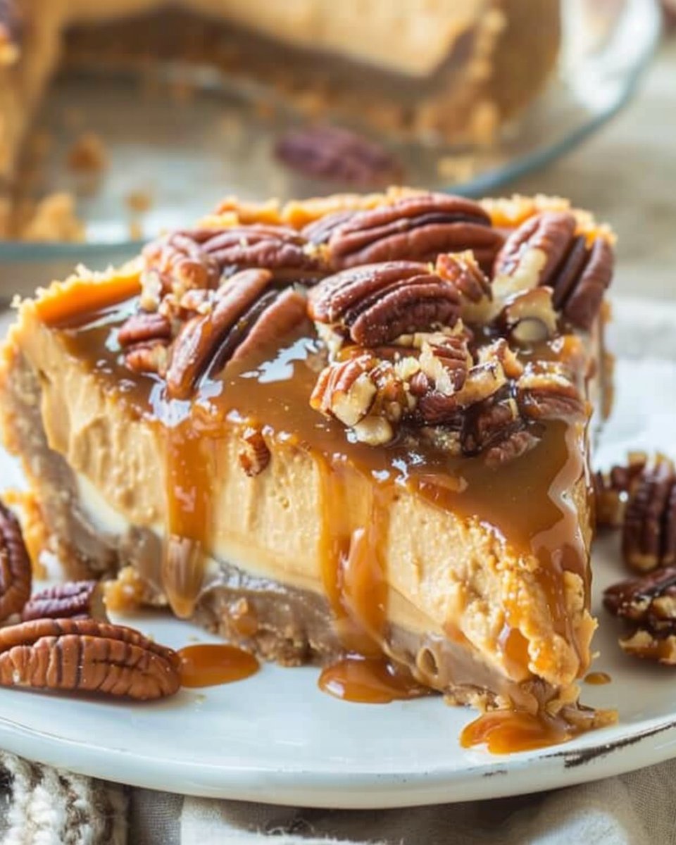 Pecan Pie Pumpkin Cheesecake Recipe | Pumpkin cheesecake turtle topping, Pumpkin cheesecake with pecan pie topping, Pumpkin pie cheesecake recipe