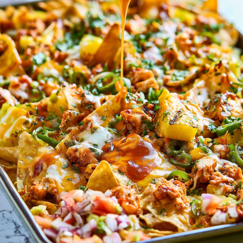 BBQ Chicken and Grilled Pineapple Nachos
