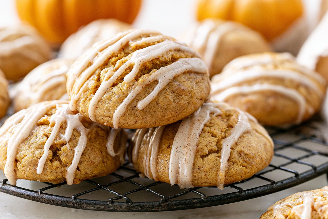 Glazed Pumpkin Cookies - Super Soft & Easy!