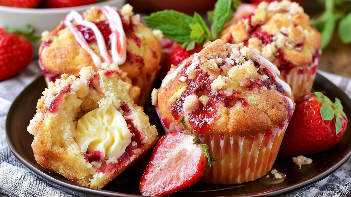 Strawberry Muffins with Cream Cheese Filling