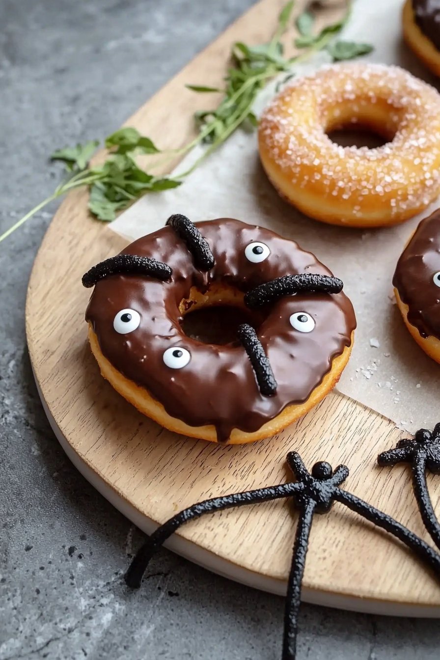 No-Bake Halloween Spider Donuts