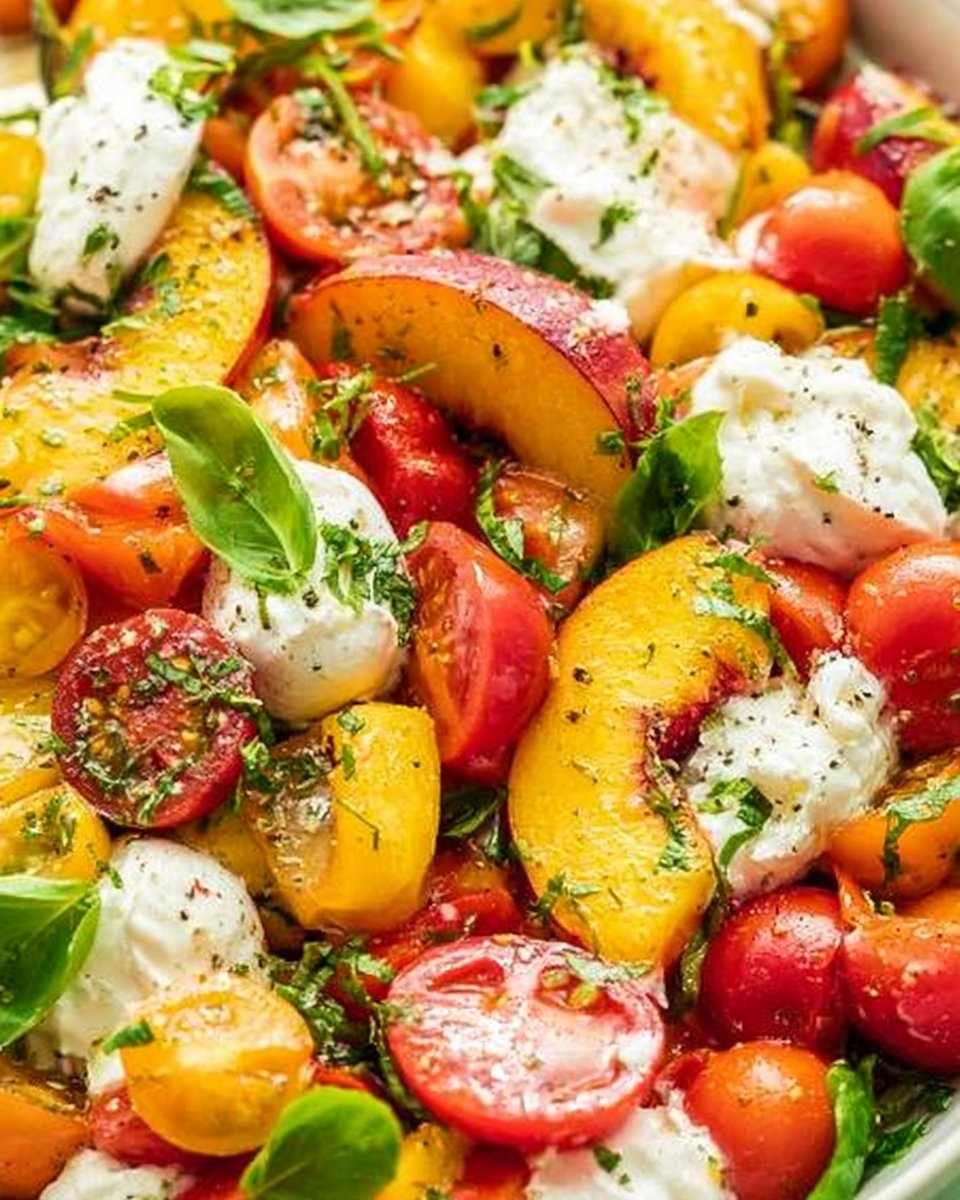 Tomato, Peach & Burrata Salad