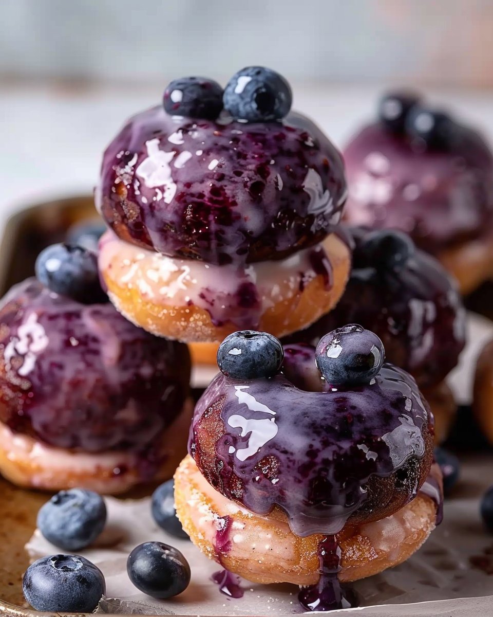 Blueberry Cake Donuts with Blueberry Glaze