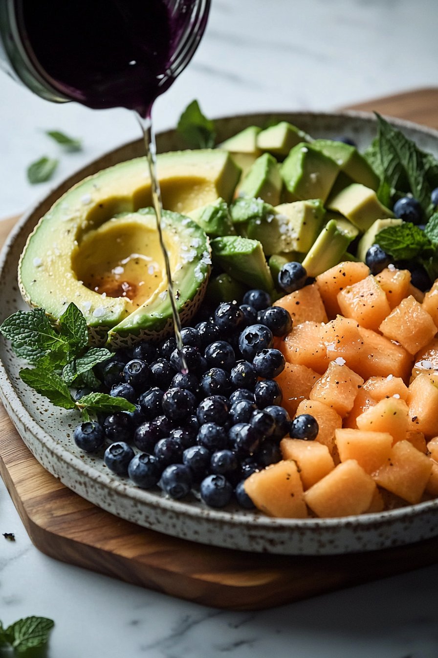 Cantaloupe Salad with Avocado & Blueberries