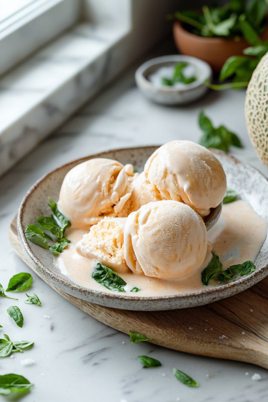 Homemade Cantaloupe Ice Cream