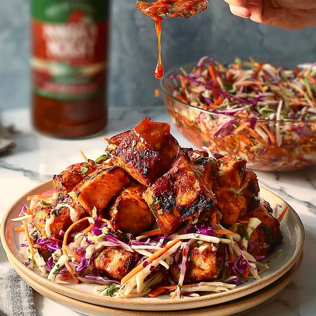 Spicy Chicken Kabobs with Slaw
