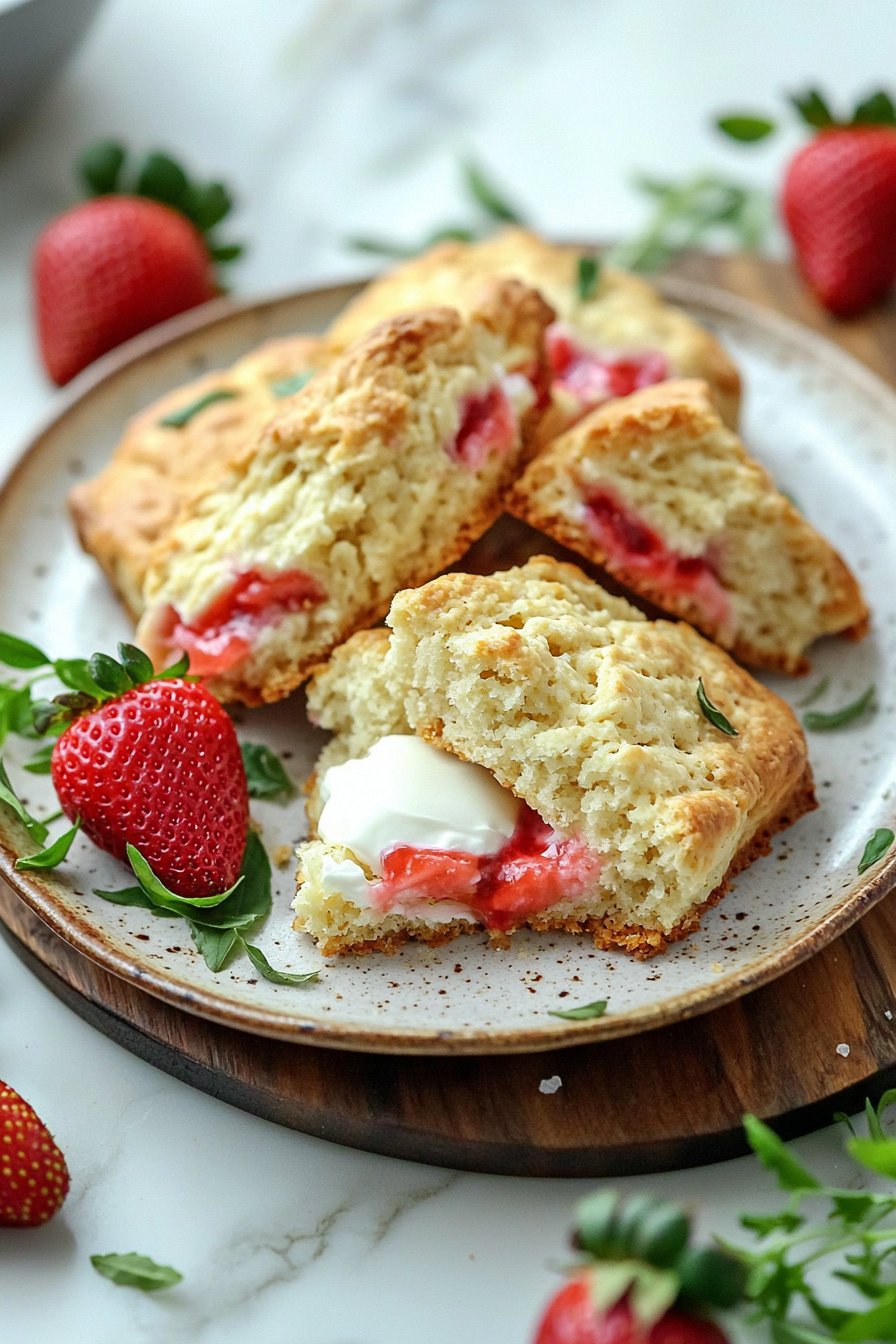 Fresh Strawberries and Cream Scones