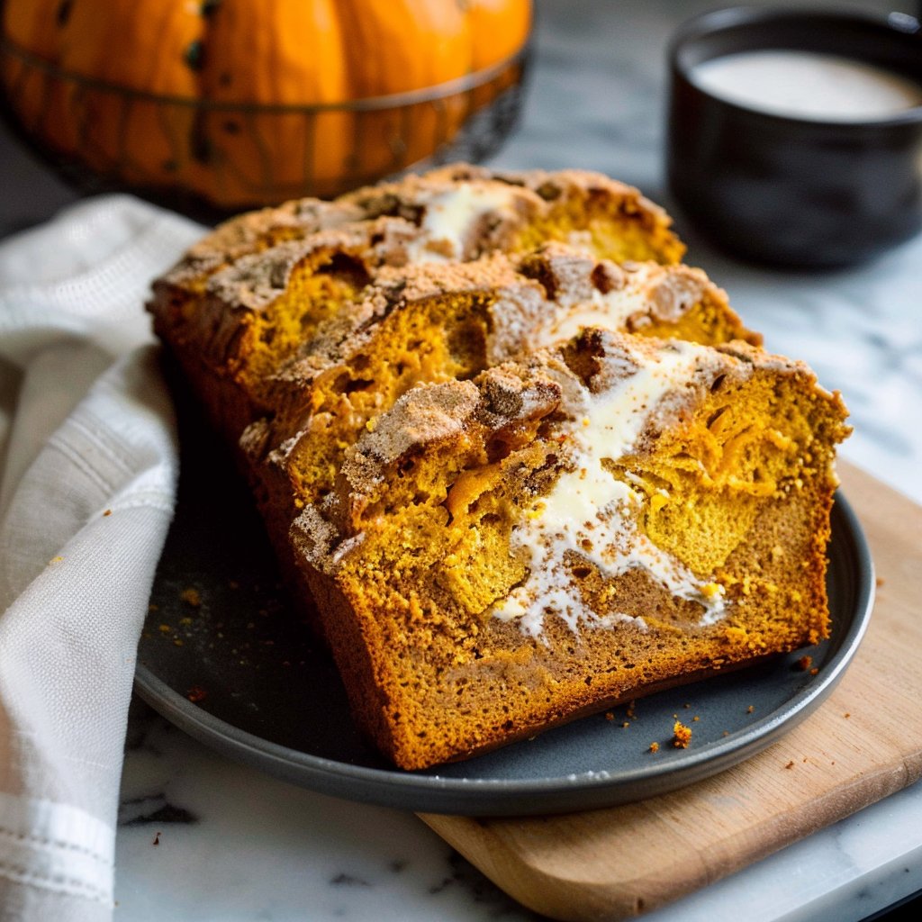 Starbucks-Style Pumpkin Cream Cheese Swirl Bread