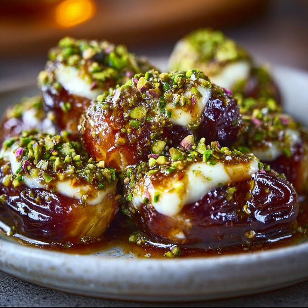 Irresistibly Creamy Stuffed Dates with Pistachios