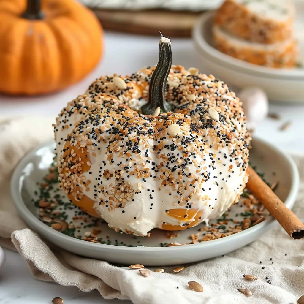 Everything Bagel Pumpkin-Shaped Cream Cheese Ball