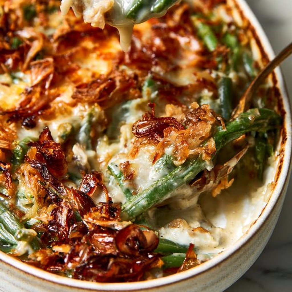 Fresh Green Bean Casserole with Crispy Shallots