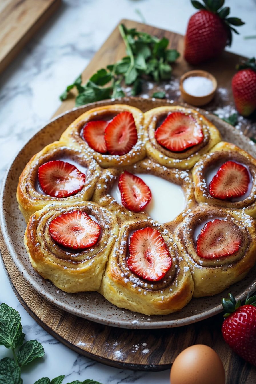 Strawberry Cinnamon Rolls with Milk Bread Dough