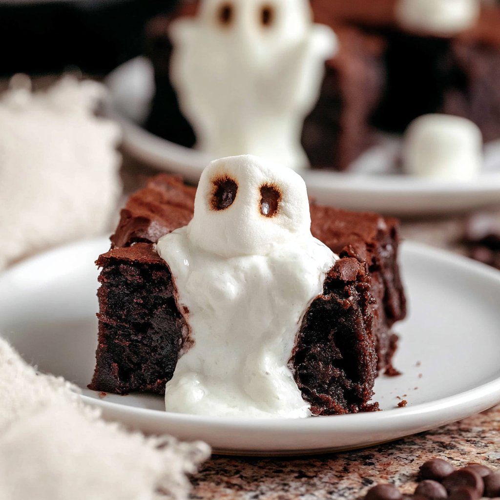 Spooky Ghost Marshmallow Fudgy Brownies