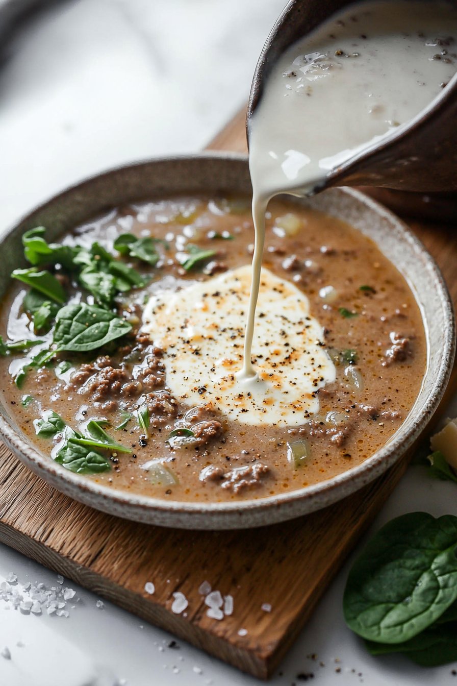 Hearty Creamy Parmesan Beef Soup