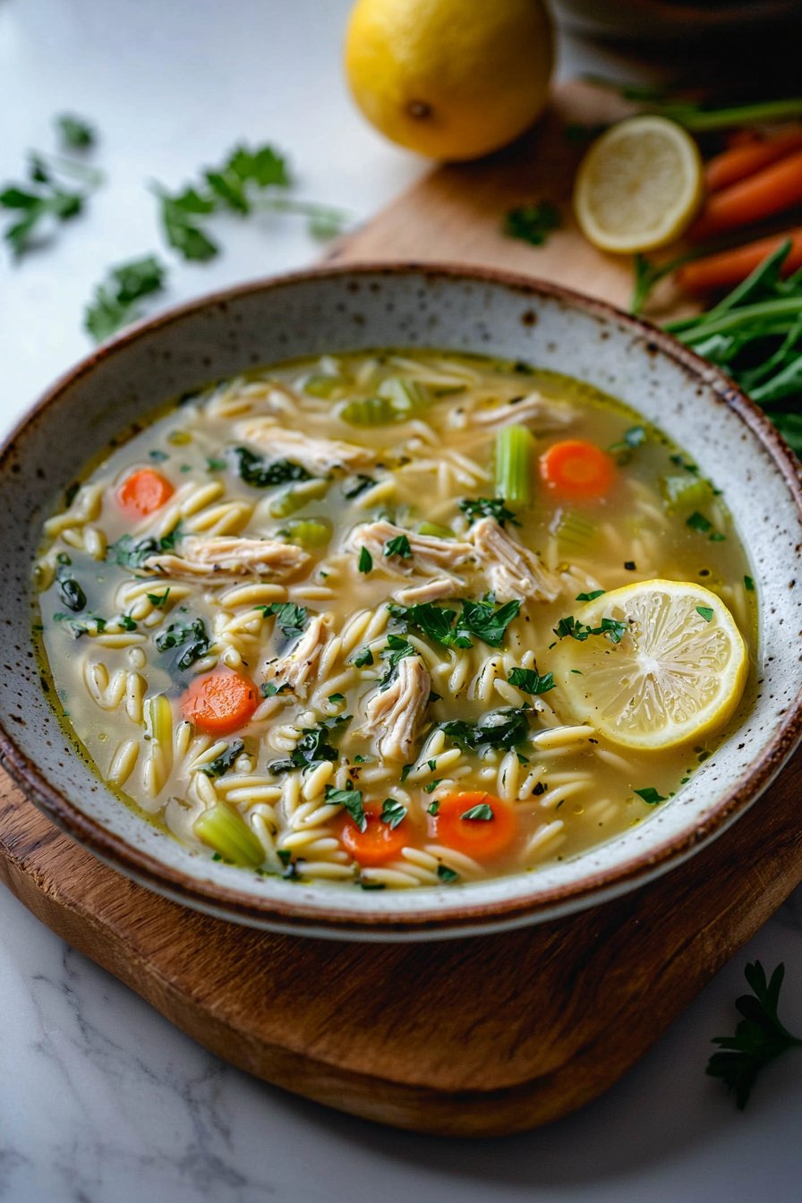 Lemon Chicken Orzo Soup