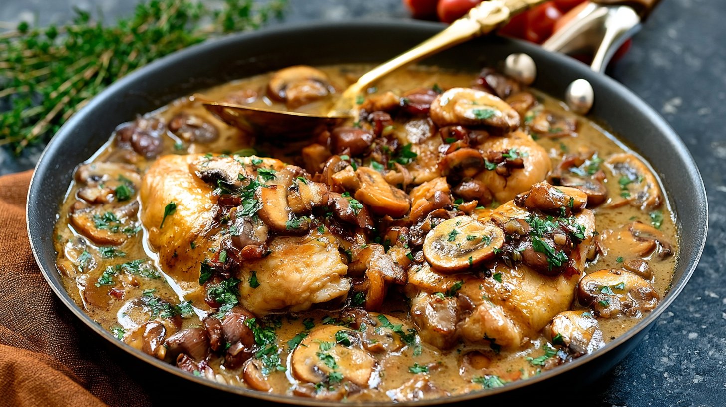 Skillet Chicken with Wine and Mushrooms