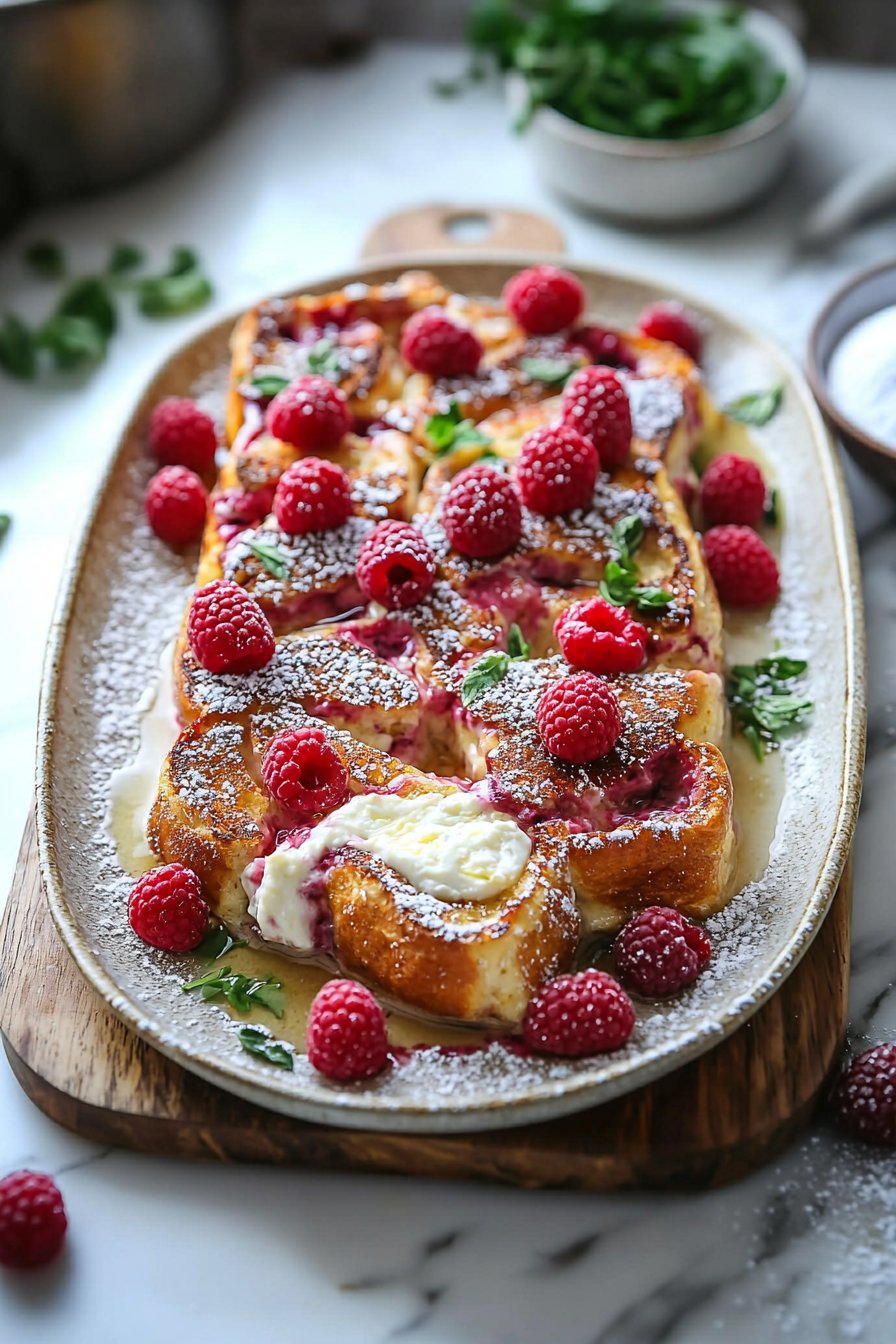 Raspberry Cheesecake French Toast Casserole