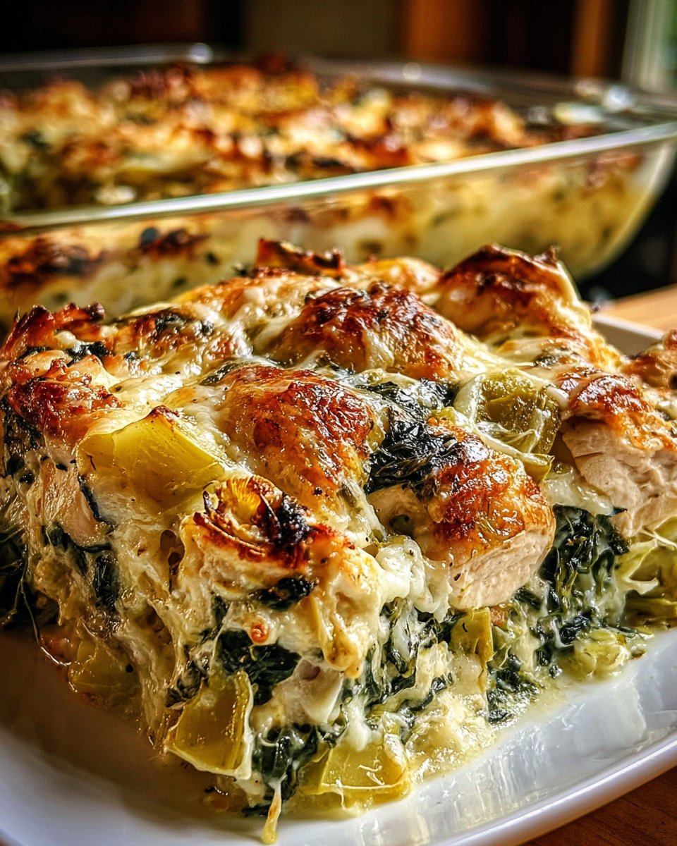 Creamy Spinach Artichoke Chicken Bake with Protein Boost