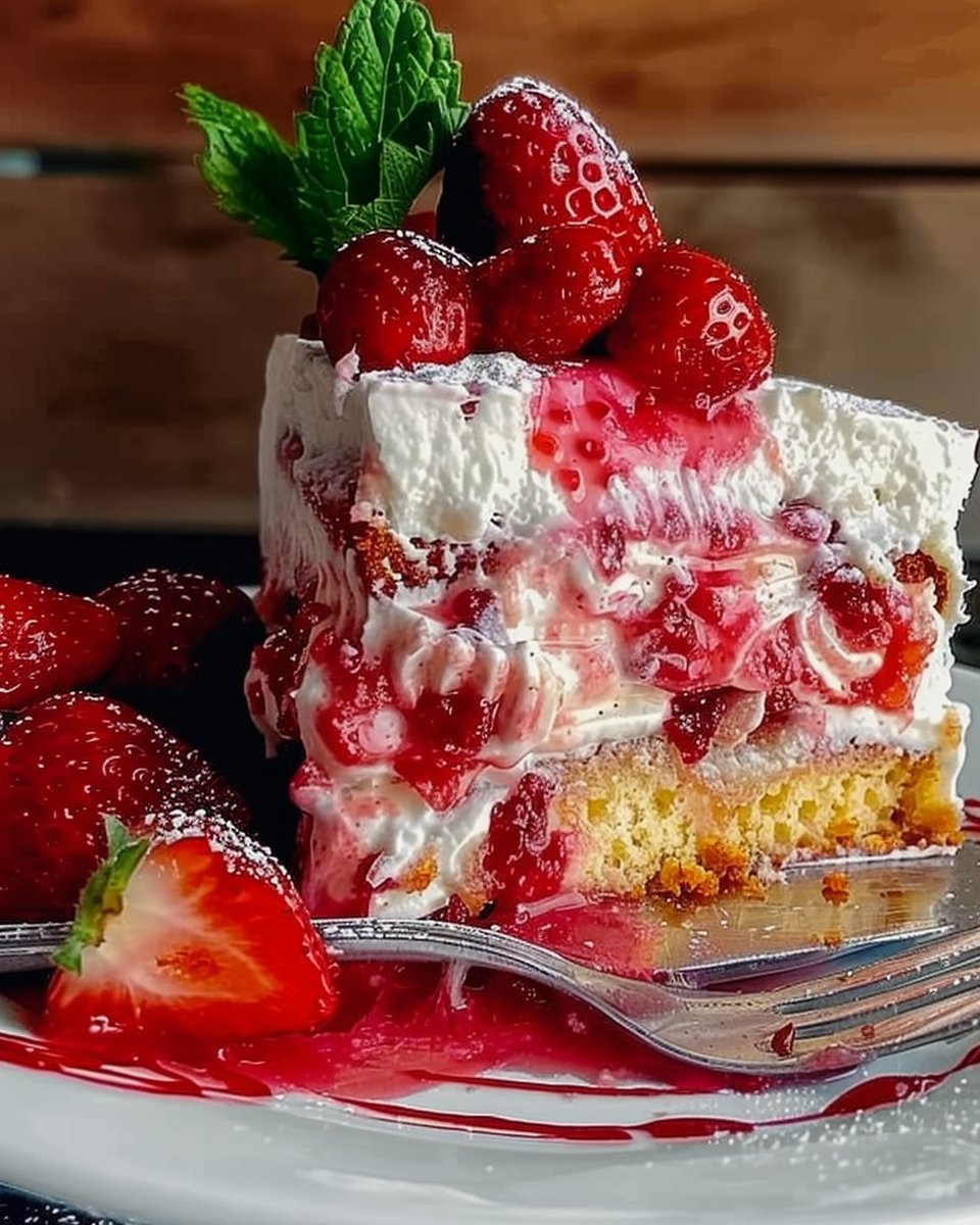 Strawberry Earthquake Cake