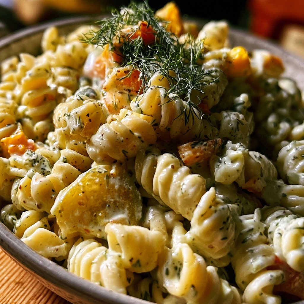 Zesty Dill Pickle Pasta Salad