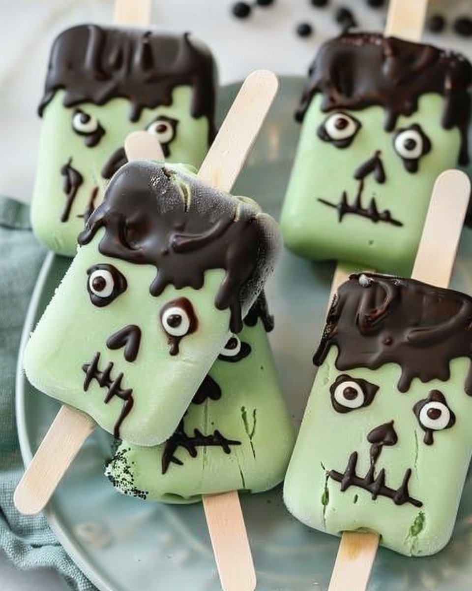 Diy halloween party treats | Frankenstein-themed popsicles, Fun spooky dessert recipes, Cakecicles halloween