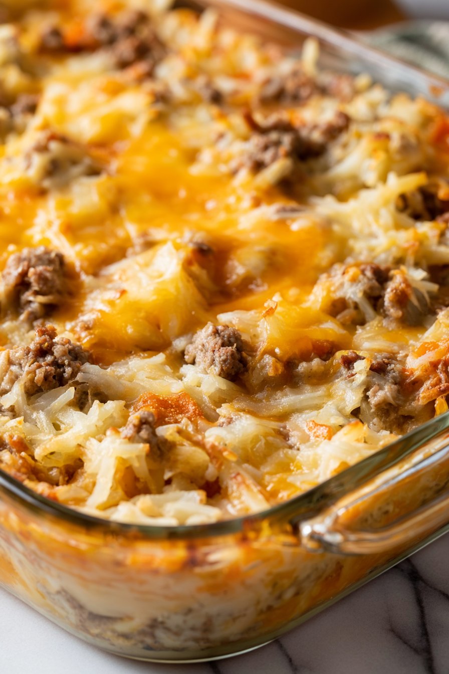 Cheesy Ground Beef and Hashbrown Casserole