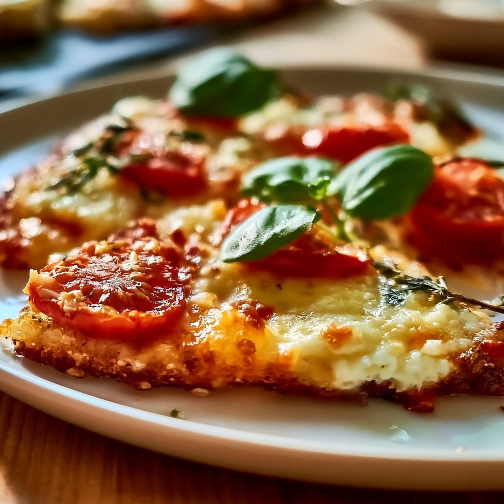 Low Carb Pizza mit körnigem Frischkäse