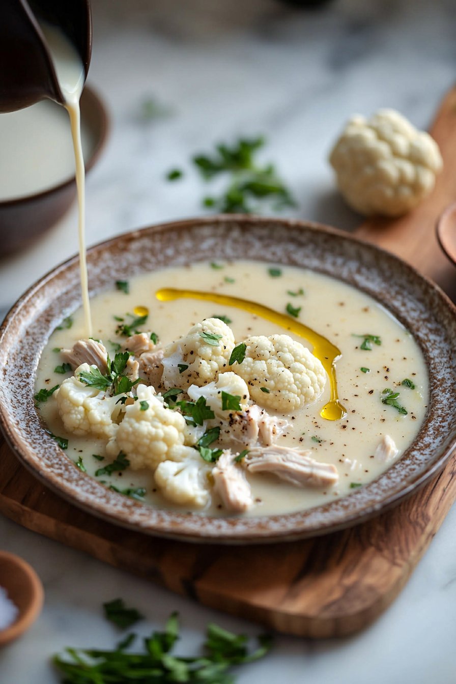 30-Minute Cauliflower Chicken Soup