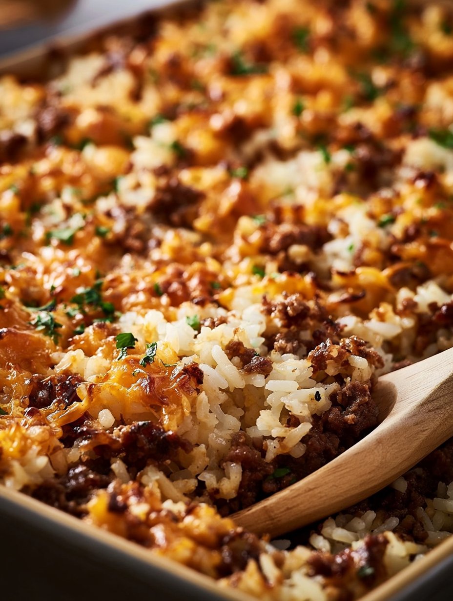 Cazuela de arroz con hamburguesa