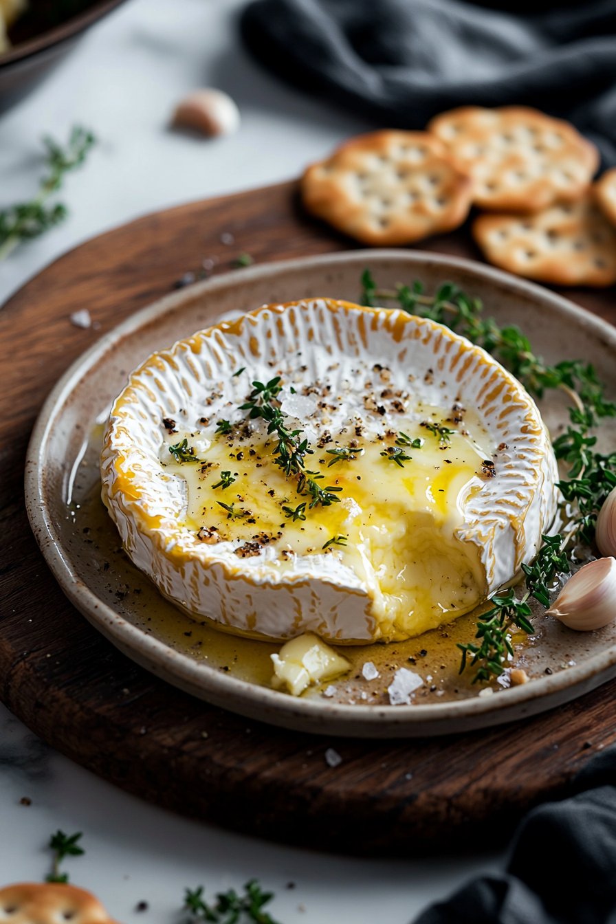 Knoblauchbutter gebackener Brie