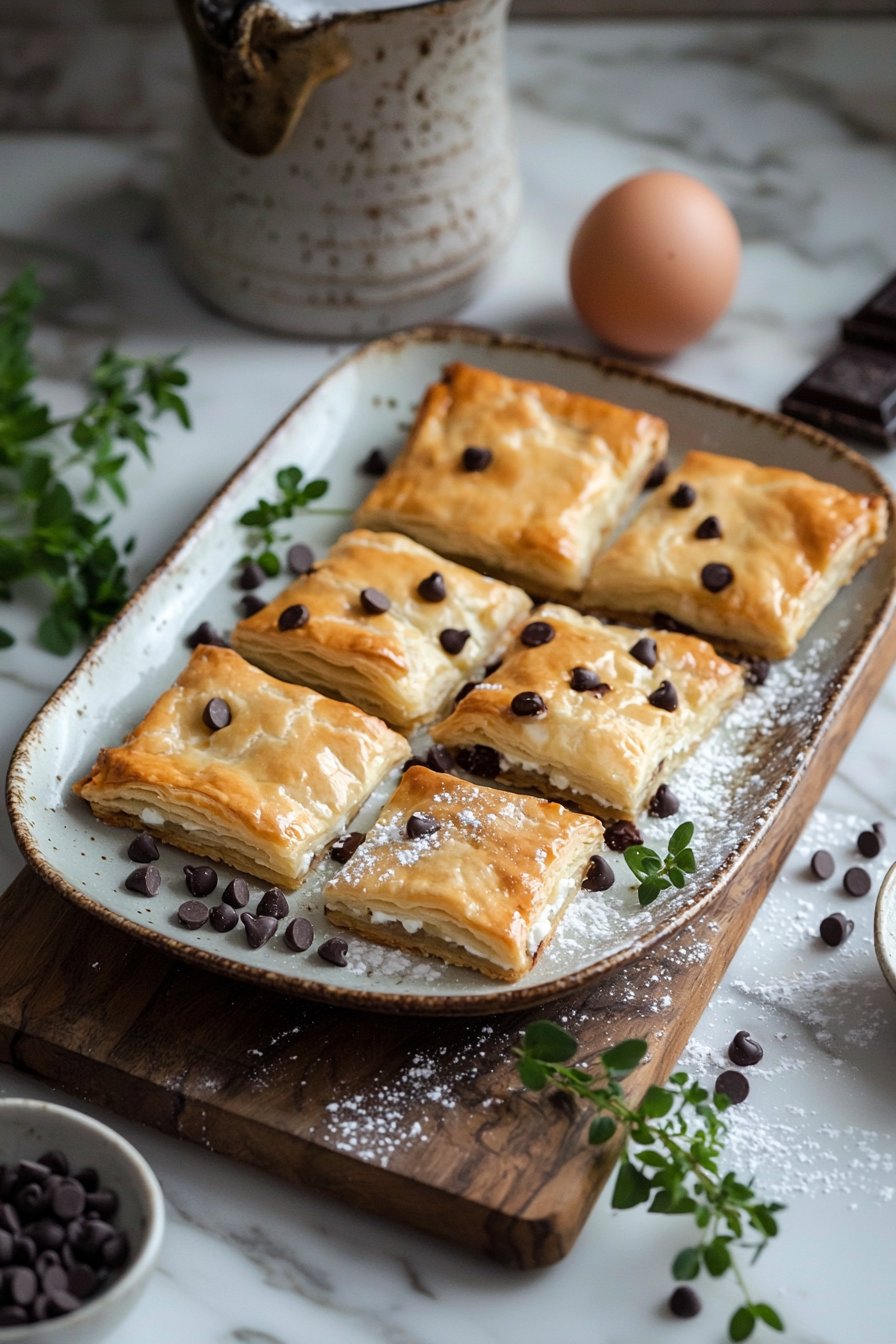 Ricotta-Schokoladenstückchen-Teigquadrate