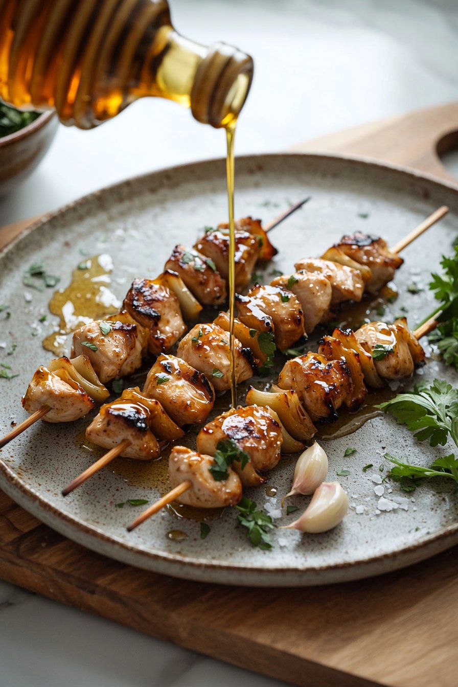 Honig-Knoblauch-Hühnchen-Spieße