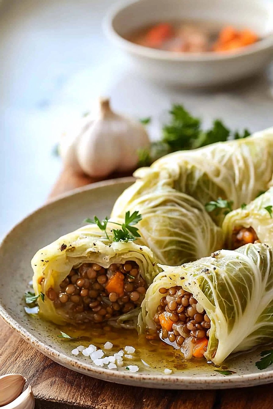 Cabbage Rolls with Lentil Filling