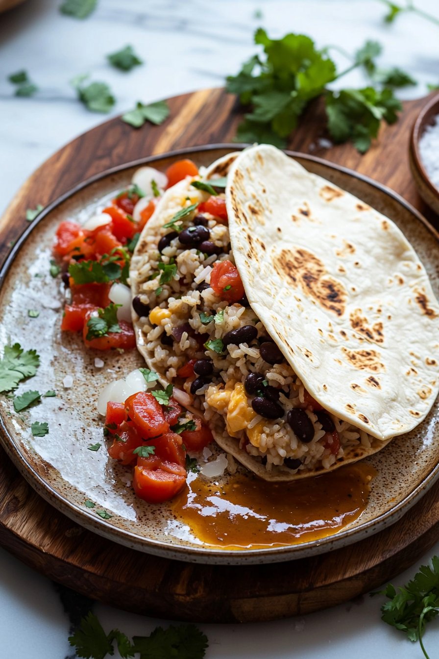 Vegetarische Bohnen- und Reis-Burrito